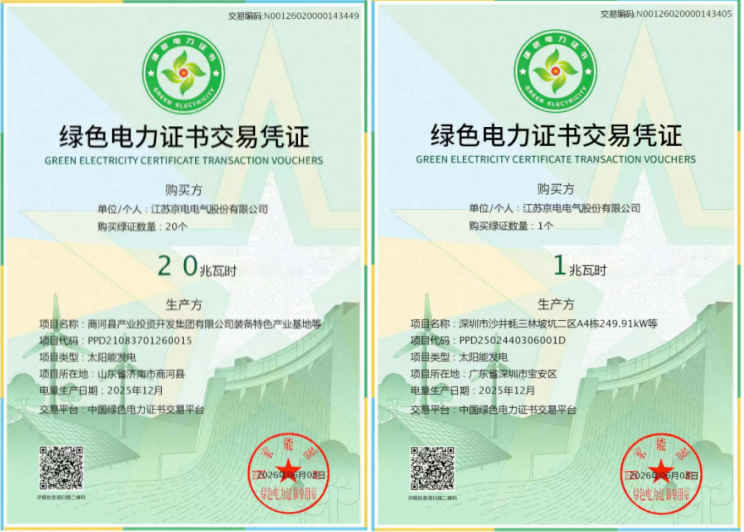 Green electricity certificate transaction vouchers