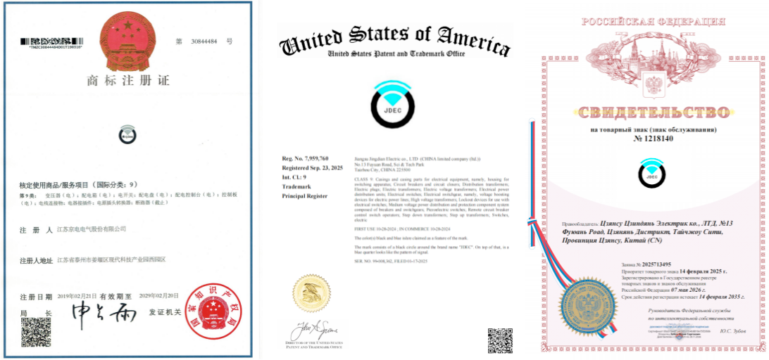 JDEC trademark registration certificates